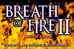 Breath Of Fire II title screen for GameBoy Advance